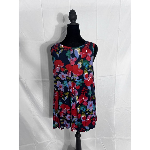 Colette Women's 3X Floral Tank Top Sleeveless V-Neck Rayon Spandex Stretch Shirt - Picture 2 of 10